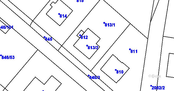 Parcela st. 813/2 v KÚ Černošice, Katastrální mapa