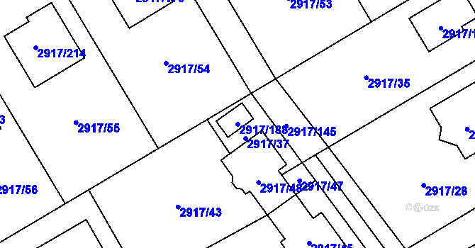 Parcela st. 2917/188 v KÚ Černošice, Katastrální mapa