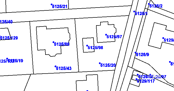 Parcela st. 5125/98 v KÚ Černošice, Katastrální mapa