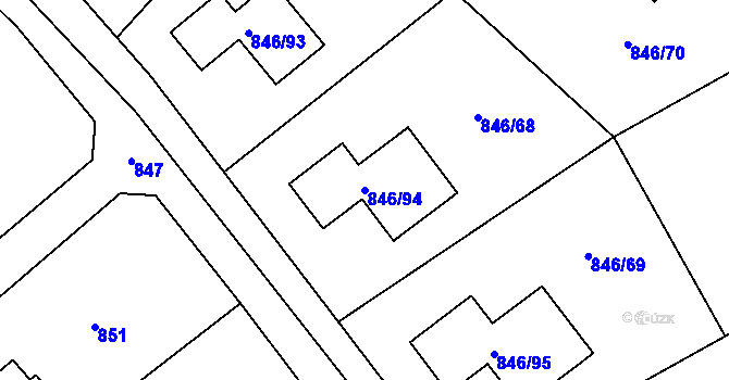 Parcela st. 846/94 v KÚ Černošice, Katastrální mapa