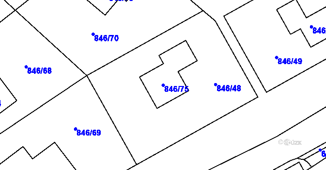 Parcela st. 846/75 v KÚ Černošice, Katastrální mapa