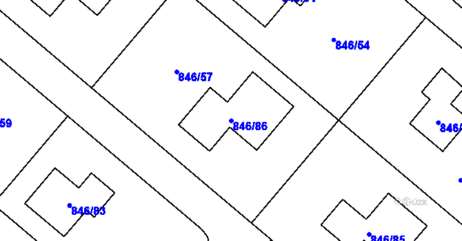 Parcela st. 846/86 v KÚ Černošice, Katastrální mapa