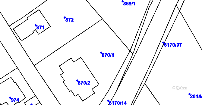Parcela st. 870/1 v KÚ Černošice, Katastrální mapa