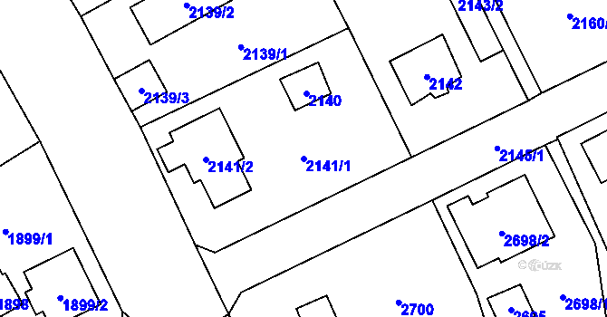 Parcela st. 2141/1 v KÚ Černošice, Katastrální mapa