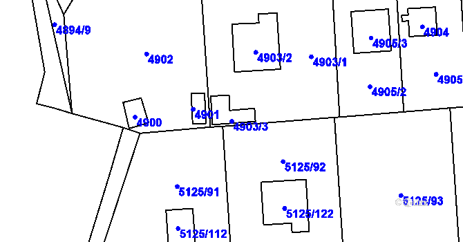 Parcela st. 4903/3 v KÚ Černošice, Katastrální mapa