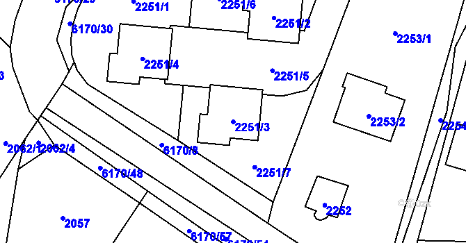 Parcela st. 2251/3 v KÚ Černošice, Katastrální mapa