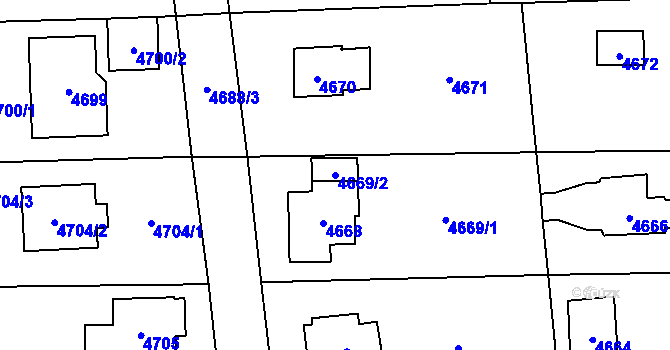 Parcela st. 4669/2 v KÚ Černošice, Katastrální mapa