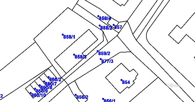 Parcela st. 859/2 v KÚ Černošice, Katastrální mapa