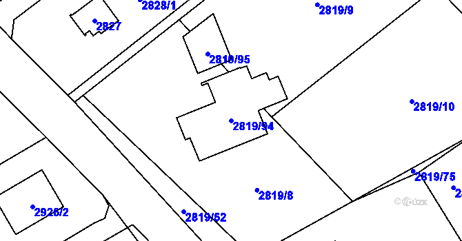 Parcela st. 2819/94 v KÚ Černošice, Katastrální mapa