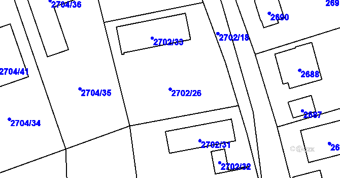 Parcela st. 2702/26 v KÚ Černošice, Katastrální mapa