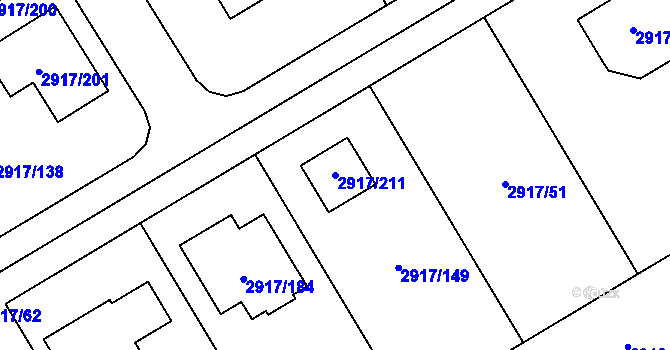 Parcela st. 2917/211 v KÚ Černošice, Katastrální mapa