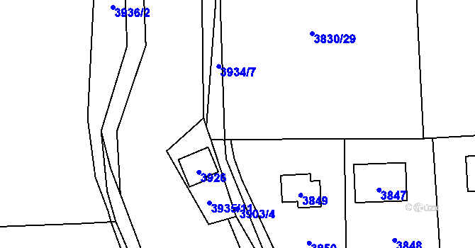 Parcela st. 3830/54 v KÚ Černošice, Katastrální mapa