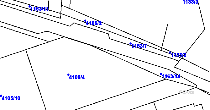 Parcela st. 4105/3 v KÚ Černošice, Katastrální mapa