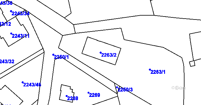 Parcela st. 2263/2 v KÚ Černošice, Katastrální mapa