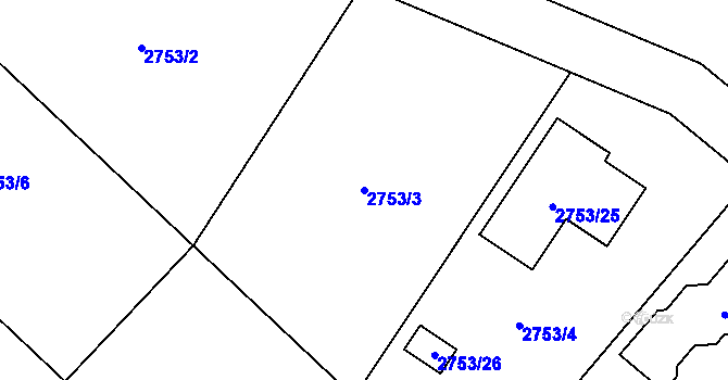 Parcela st. 2753/3 v KÚ Černošice, Katastrální mapa