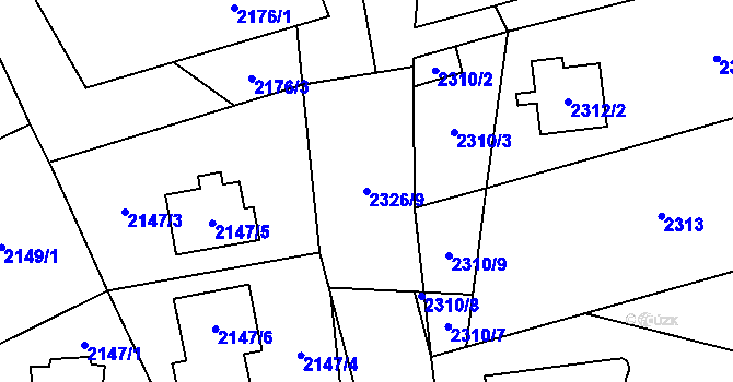 Parcela st. 2326/9 v KÚ Černošice, Katastrální mapa