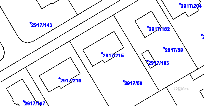 Parcela st. 2917/215 v KÚ Černošice, Katastrální mapa