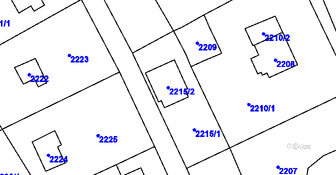 Parcela st. 2215/2 v KÚ Černošice, Katastrální mapa