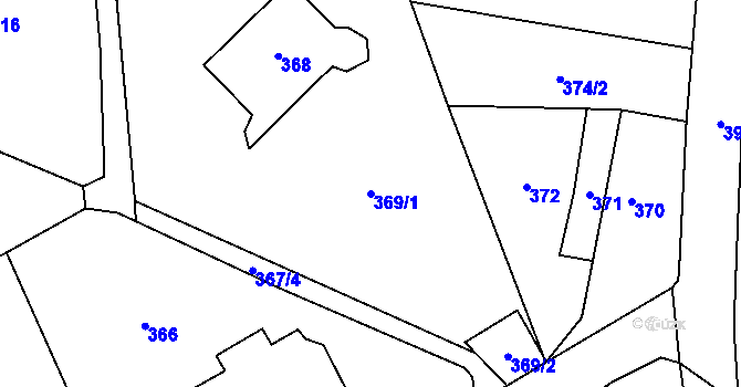 Parcela st. 369/1 v KÚ Černošice, Katastrální mapa