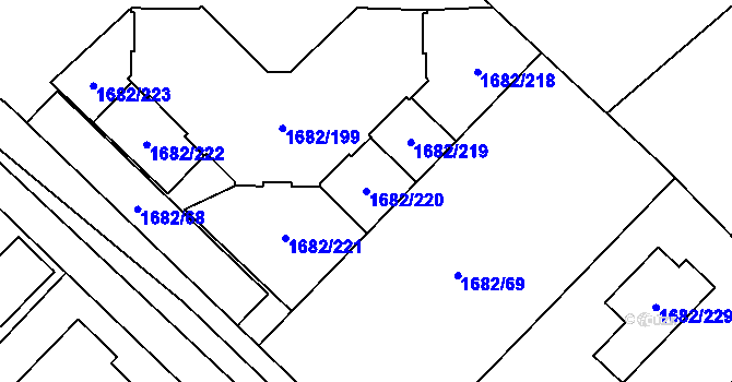 Parcela st. 1682/220 v KÚ Černošice, Katastrální mapa