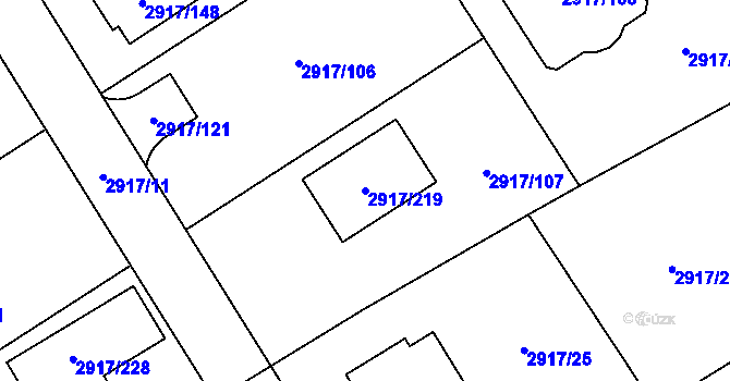 Parcela st. 2917/219 v KÚ Černošice, Katastrální mapa