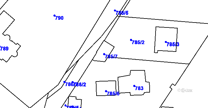 Parcela st. 785/7 v KÚ Černošice, Katastrální mapa
