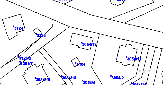 Parcela st. 3054/17 v KÚ Černošice, Katastrální mapa