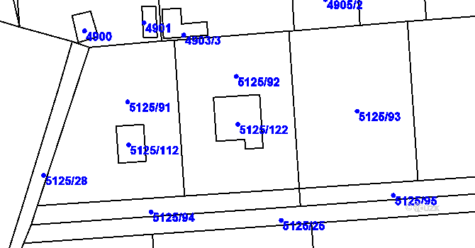 Parcela st. 5125/122 v KÚ Černošice, Katastrální mapa
