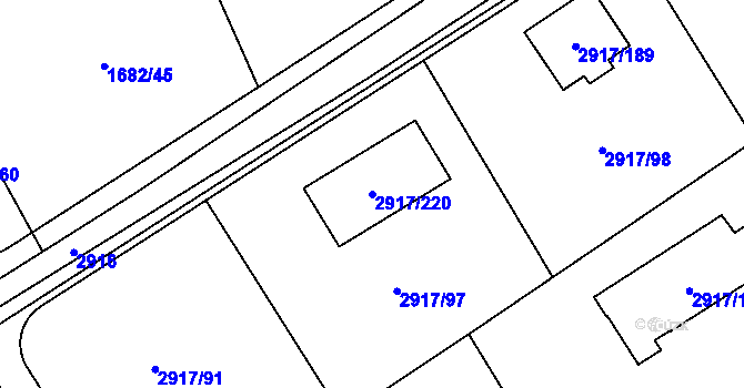 Parcela st. 2917/220 v KÚ Černošice, Katastrální mapa