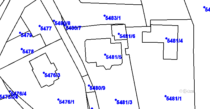 Parcela st. 5481/5 v KÚ Černošice, Katastrální mapa