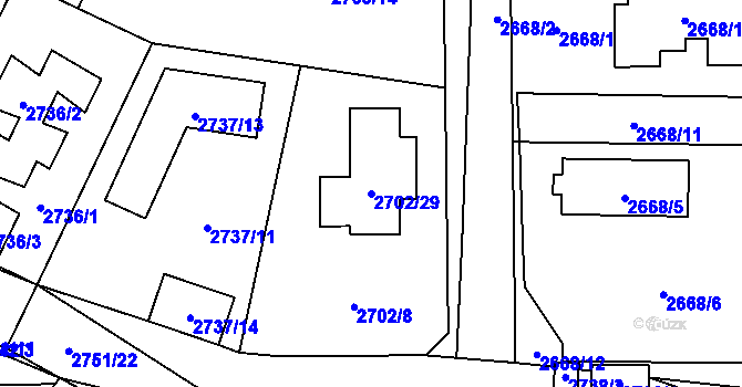 Parcela st. 2702/29 v KÚ Černošice, Katastrální mapa