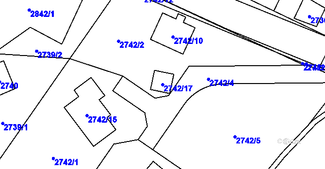 Parcela st. 2742/17 v KÚ Černošice, Katastrální mapa