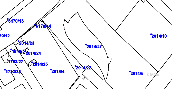 Parcela st. 2014/27 v KÚ Černošice, Katastrální mapa