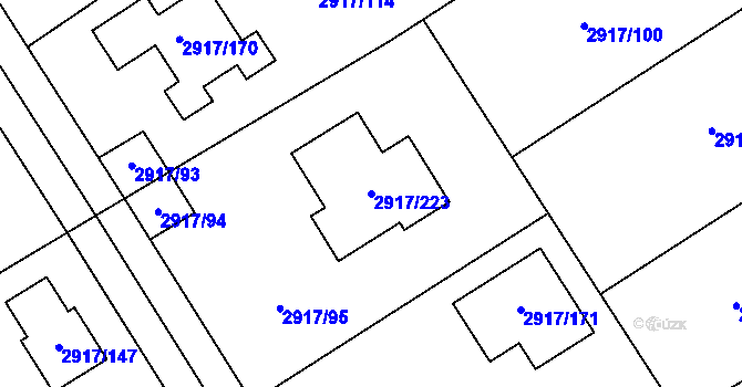 Parcela st. 2917/223 v KÚ Černošice, Katastrální mapa