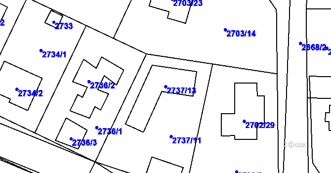 Parcela st. 2737/13 v KÚ Černošice, Katastrální mapa