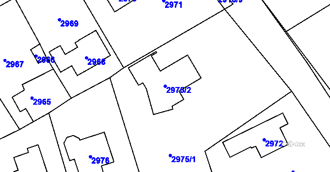 Parcela st. 2975/2 v KÚ Černošice, Katastrální mapa