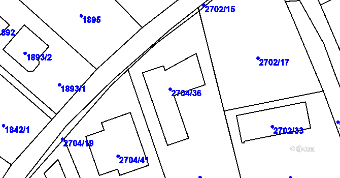 Parcela st. 2704/36 v KÚ Černošice, Katastrální mapa