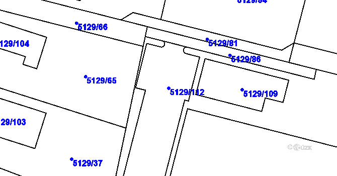 Parcela st. 5129/112 v KÚ Černošice, Katastrální mapa