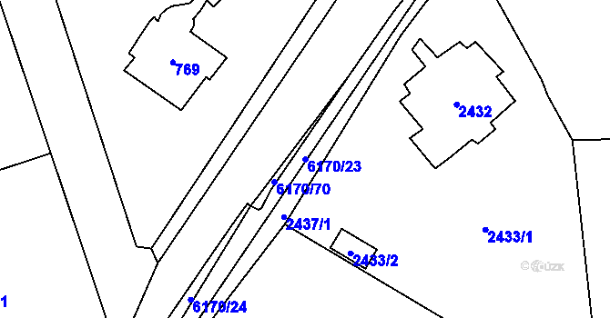 Parcela st. 6170/23 v KÚ Černošice, Katastrální mapa