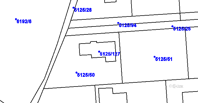 Parcela st. 5125/127 v KÚ Černošice, Katastrální mapa