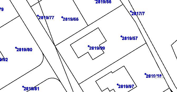 Parcela st. 2819/99 v KÚ Černošice, Katastrální mapa