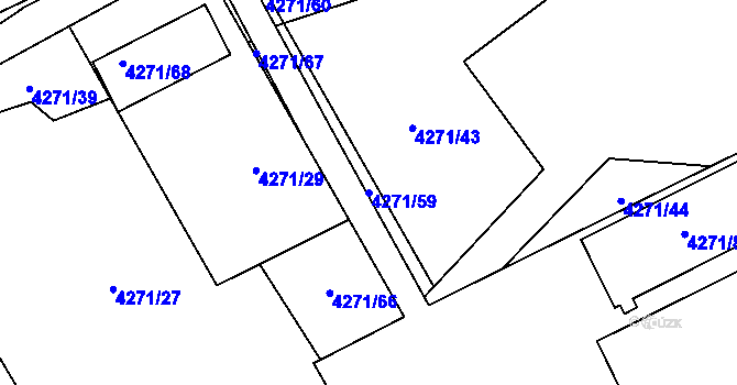 Parcela st. 4271/59 v KÚ Černošice, Katastrální mapa