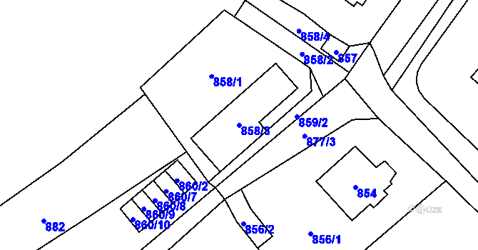 Parcela st. 858/3 v KÚ Černošice, Katastrální mapa