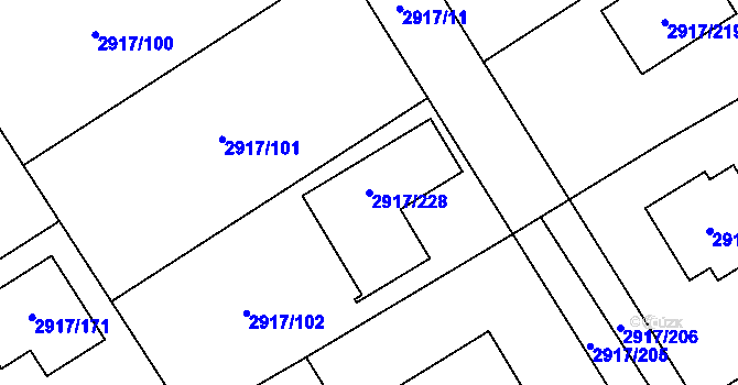 Parcela st. 2917/228 v KÚ Černošice, Katastrální mapa