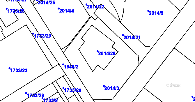 Parcela st. 2014/28 v KÚ Černošice, Katastrální mapa