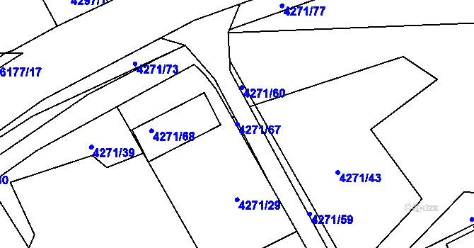 Parcela st. 4271/67 v KÚ Černošice, Katastrální mapa