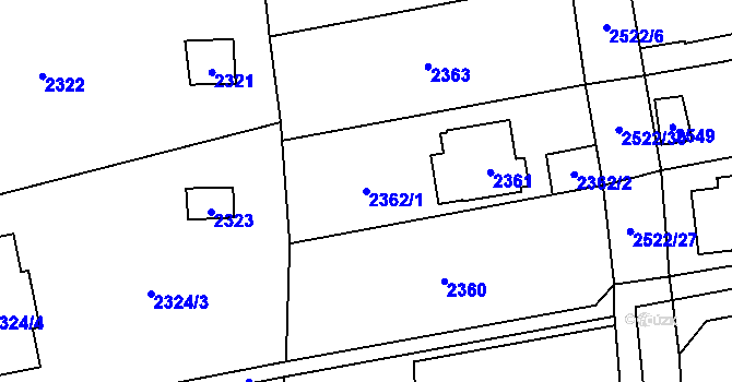 Parcela st. 2362/1 v KÚ Černošice, Katastrální mapa