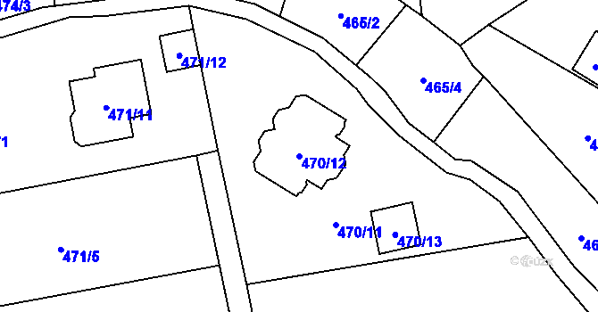 Parcela st. 470/12 v KÚ Černošice, Katastrální mapa