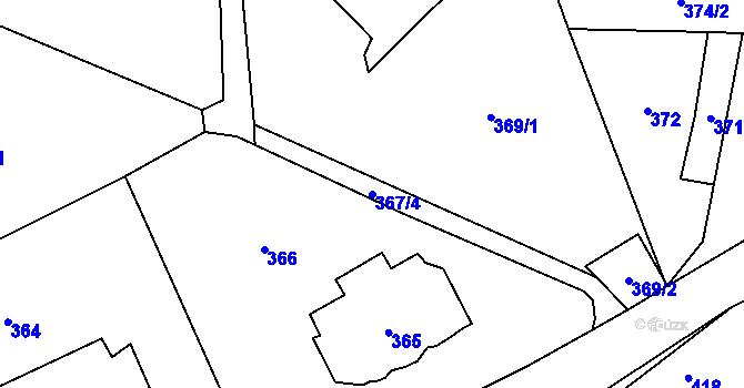 Parcela st. 367/4 v KÚ Černošice, Katastrální mapa
