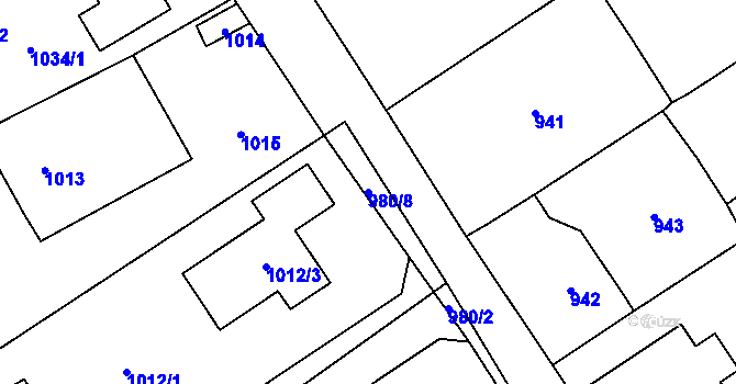 Parcela st. 980/8 v KÚ Černošice, Katastrální mapa